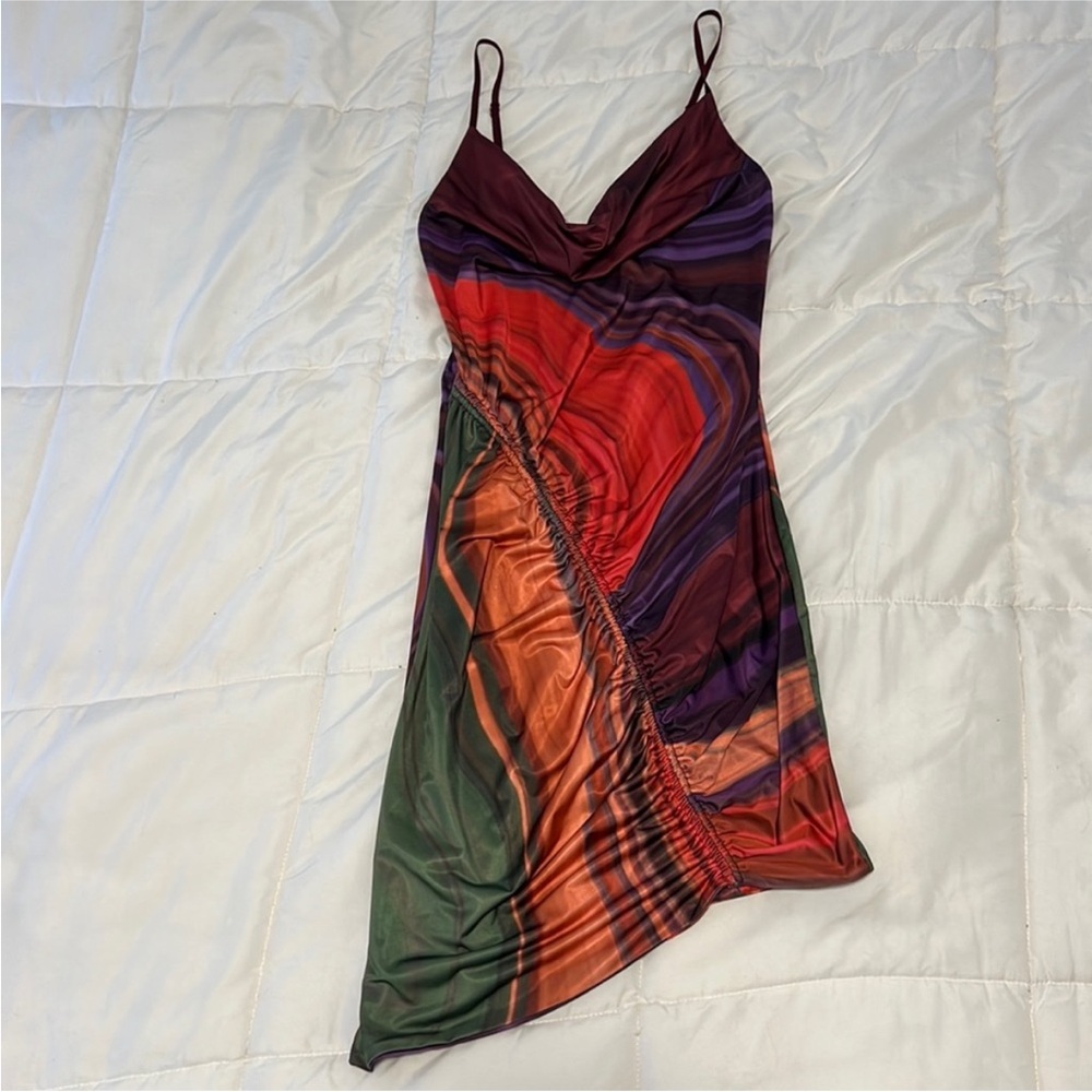 AFRM PALMETTO ABSTRACT ROUGE WAVE DRESS - Picture 2 of 5